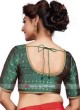 Bottle Green Brocade Sari Blouse